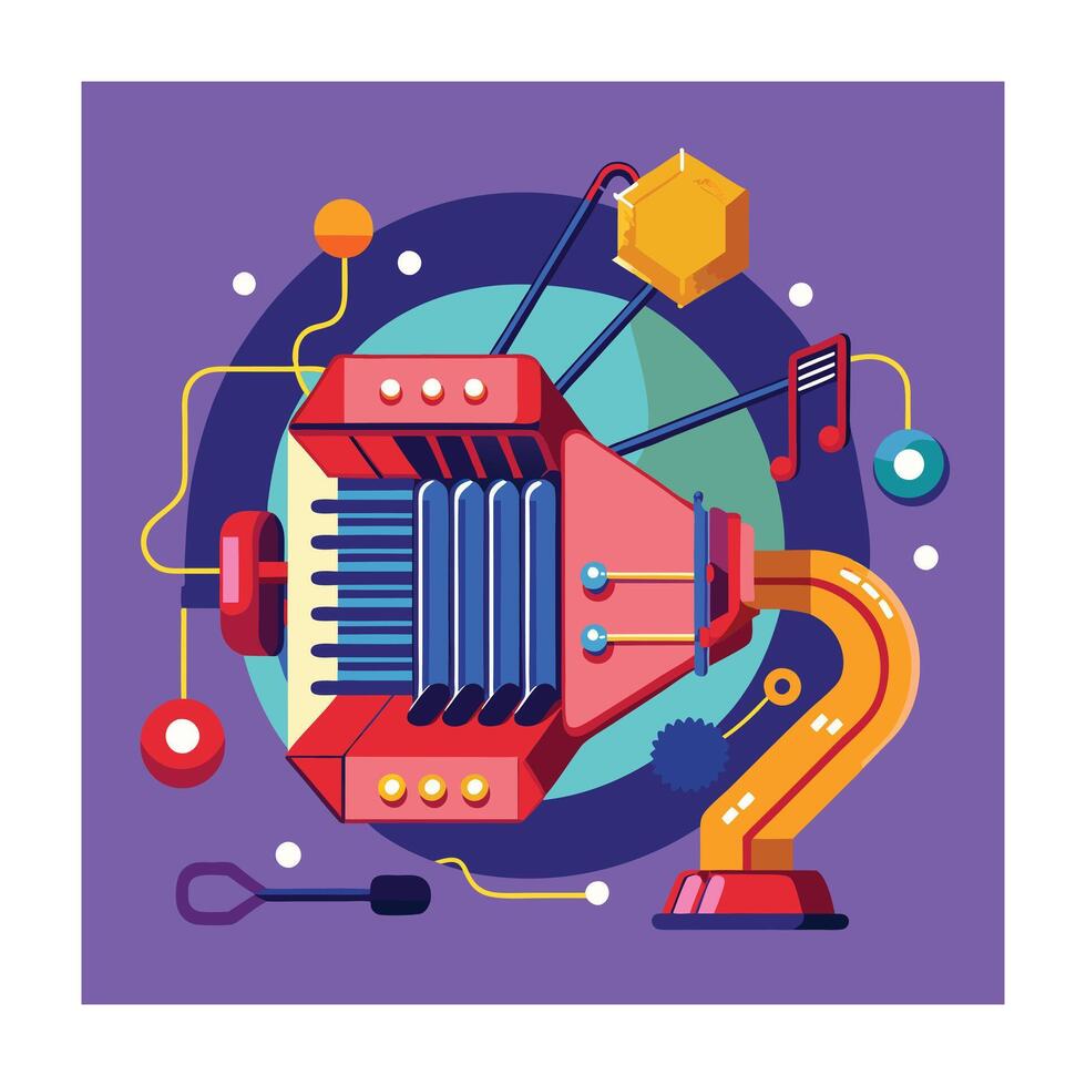 An illustration of a musical instrument on a purple background vector