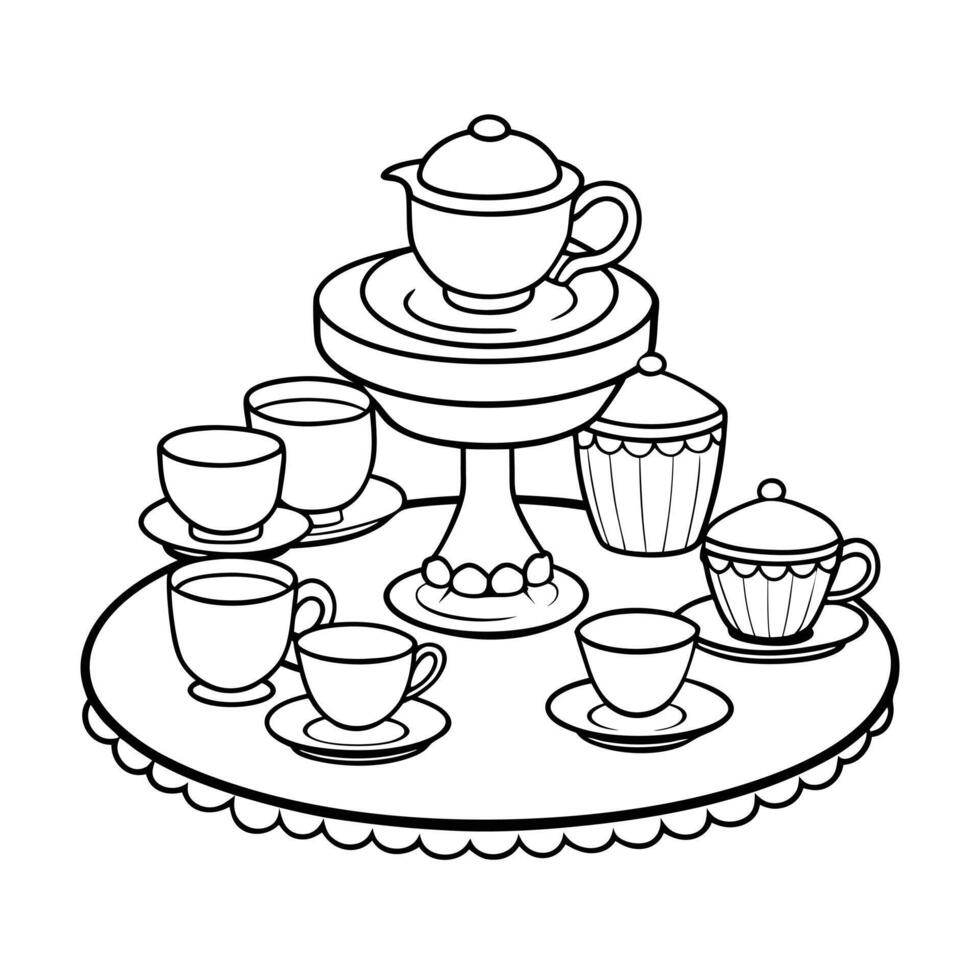 Charming Tea Party Illustration Perfect for Kids Books Invitations and More vector