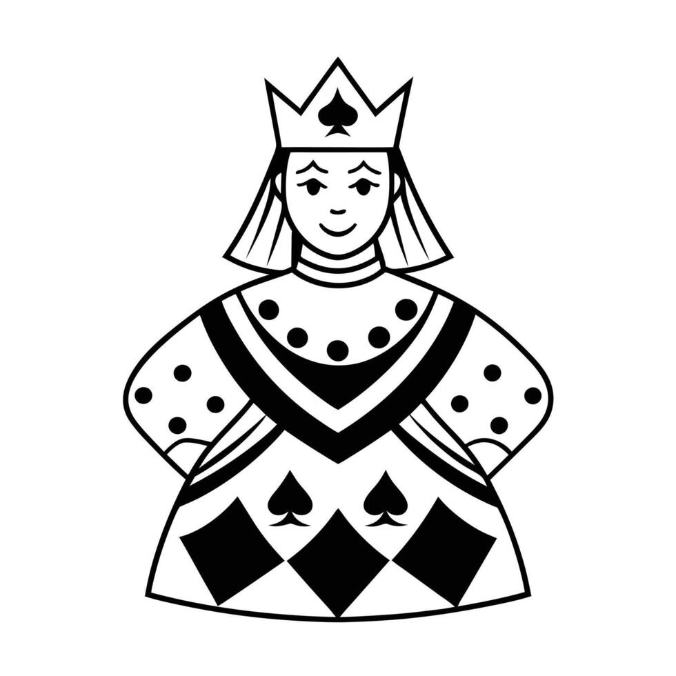 Queen of Spades Playing Card Character Illustration vector