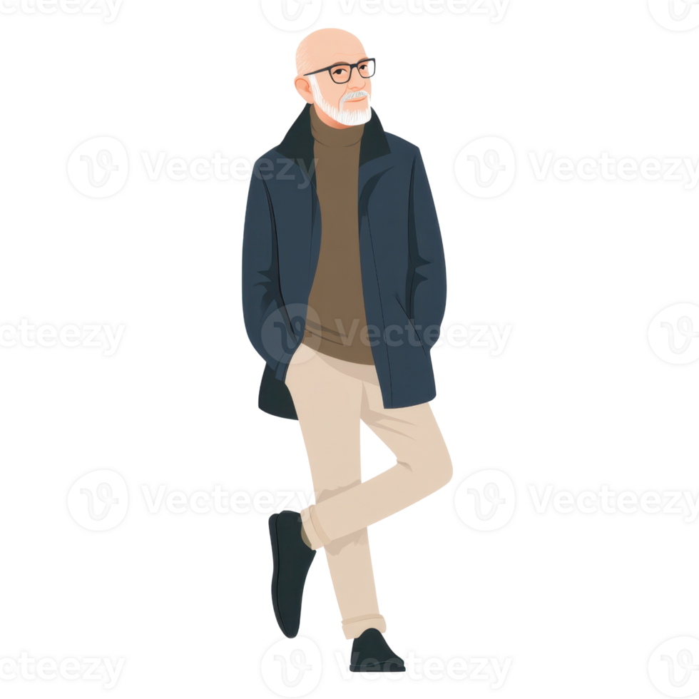 Stylish Mature Man In Casual Wear isolated on transparent background png