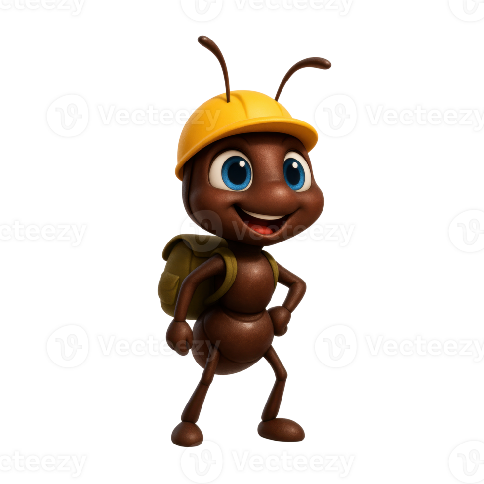 Ant Character With Hard Hat And Pack png