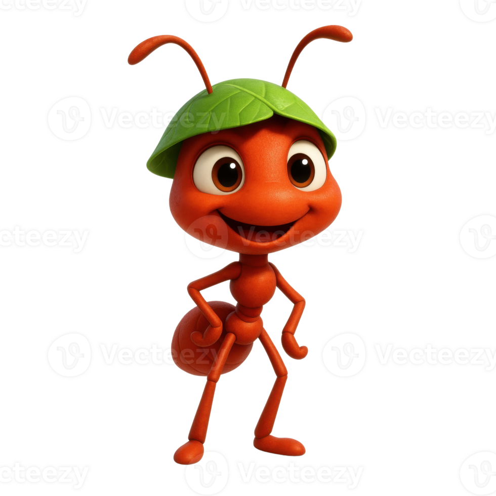 Whimsical Insect Character with Plant Accessory Smiling Cheerfully png