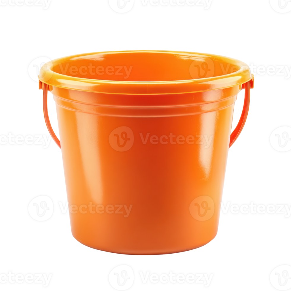 Orange Plastic Bucket With Smooth Surface And Two Handles On Transparent Background png