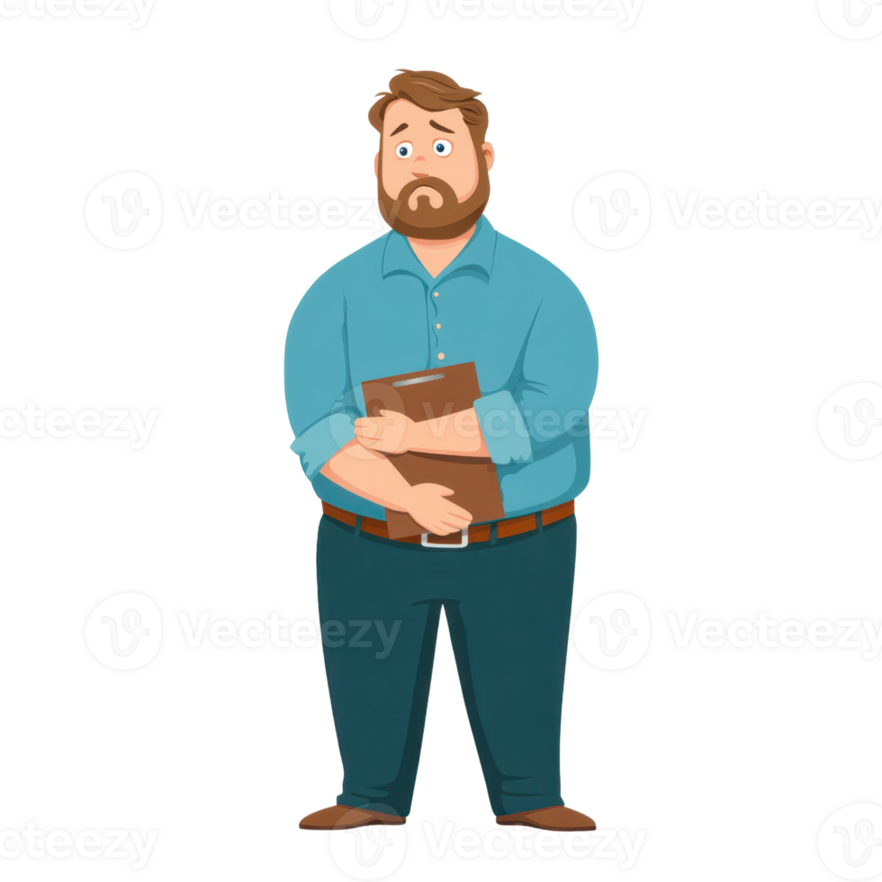 Man Holding a Clipboard With a Concerned Expression isolated on transparent background png