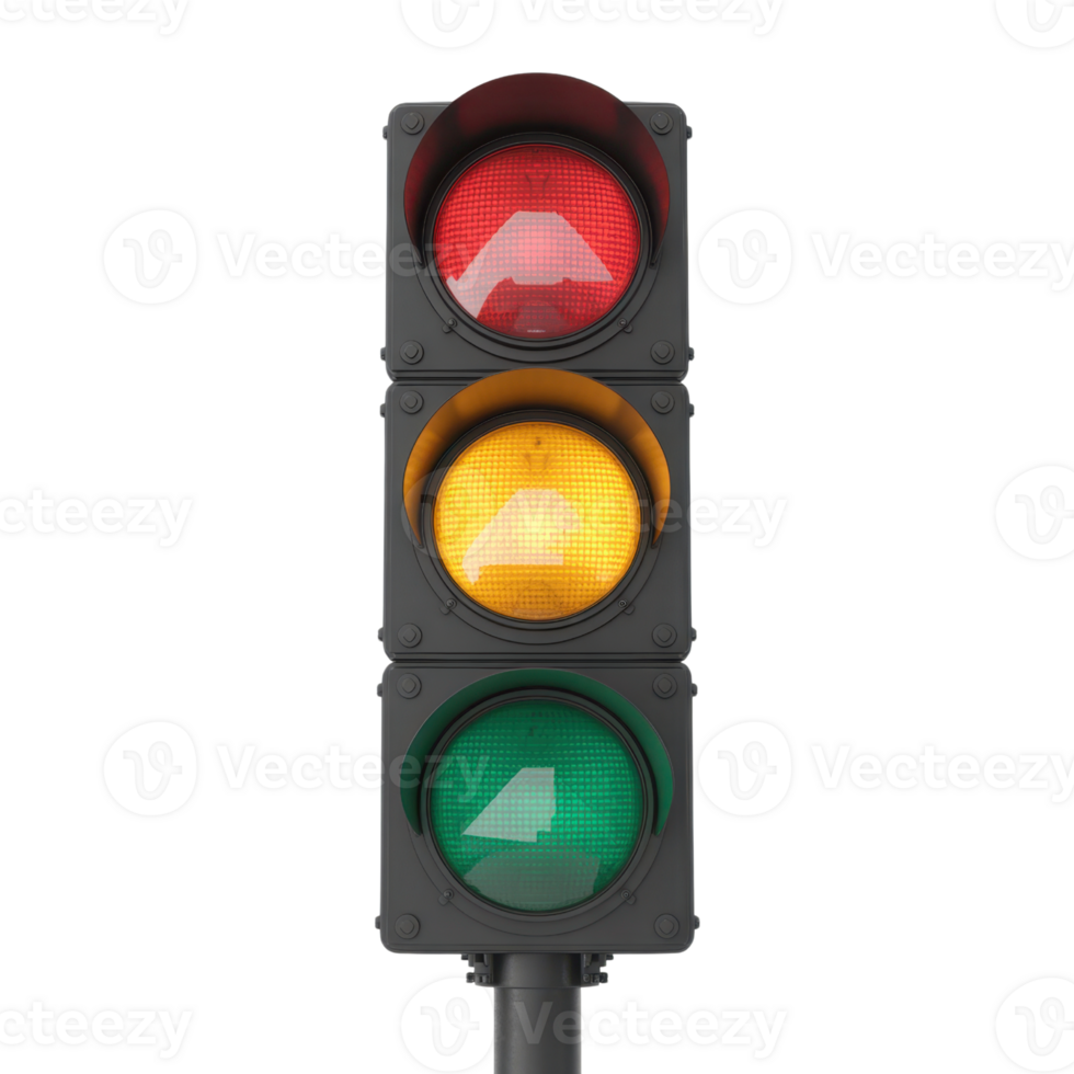 Traffic Light With Red Yellow And Green Signals On transparent Background png