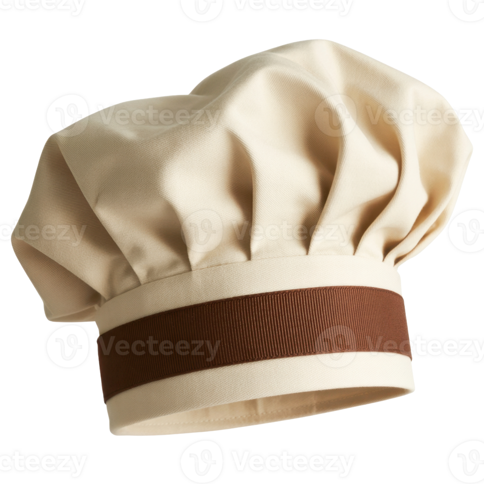 Classic Beige Chef Hat With Brown Band On Transparent Background png