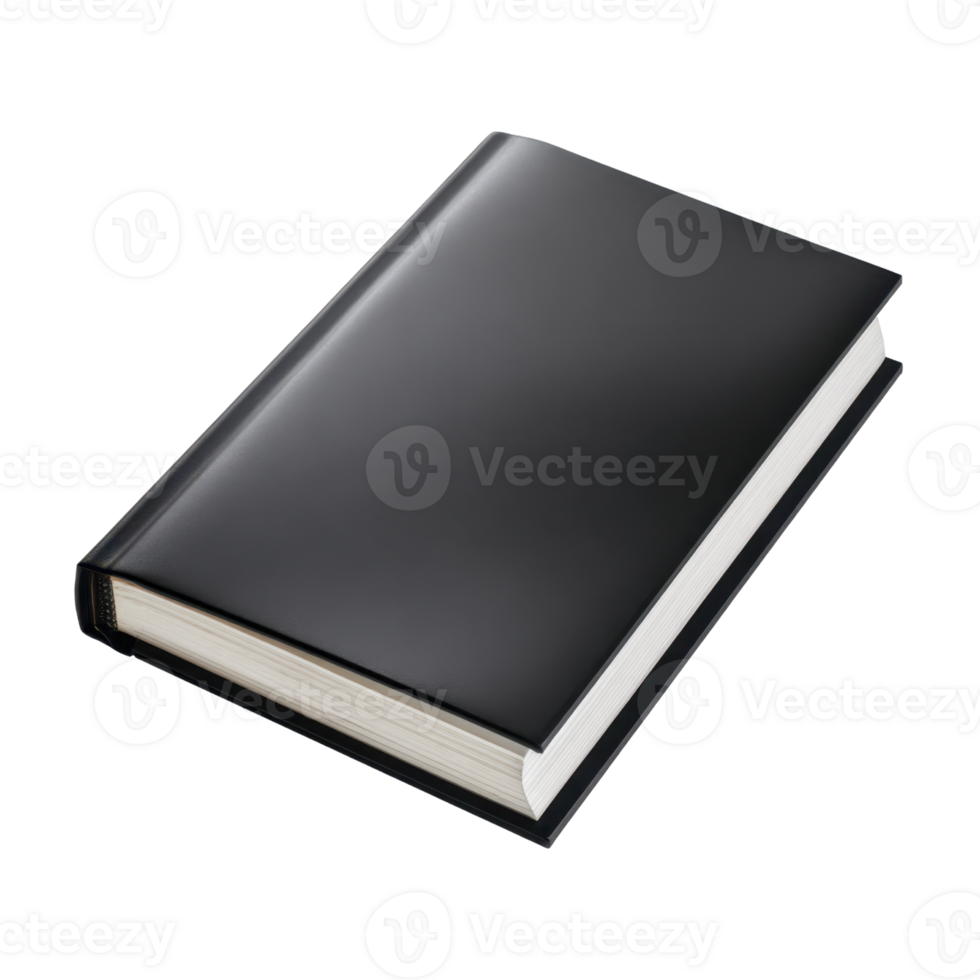 Closed Dark Hardcover Book With Blank Pages On Transparent Background png