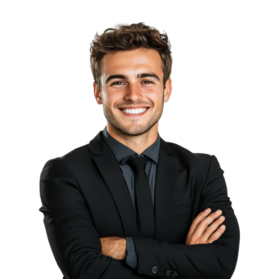 man in a suit standing with his arms crossed png