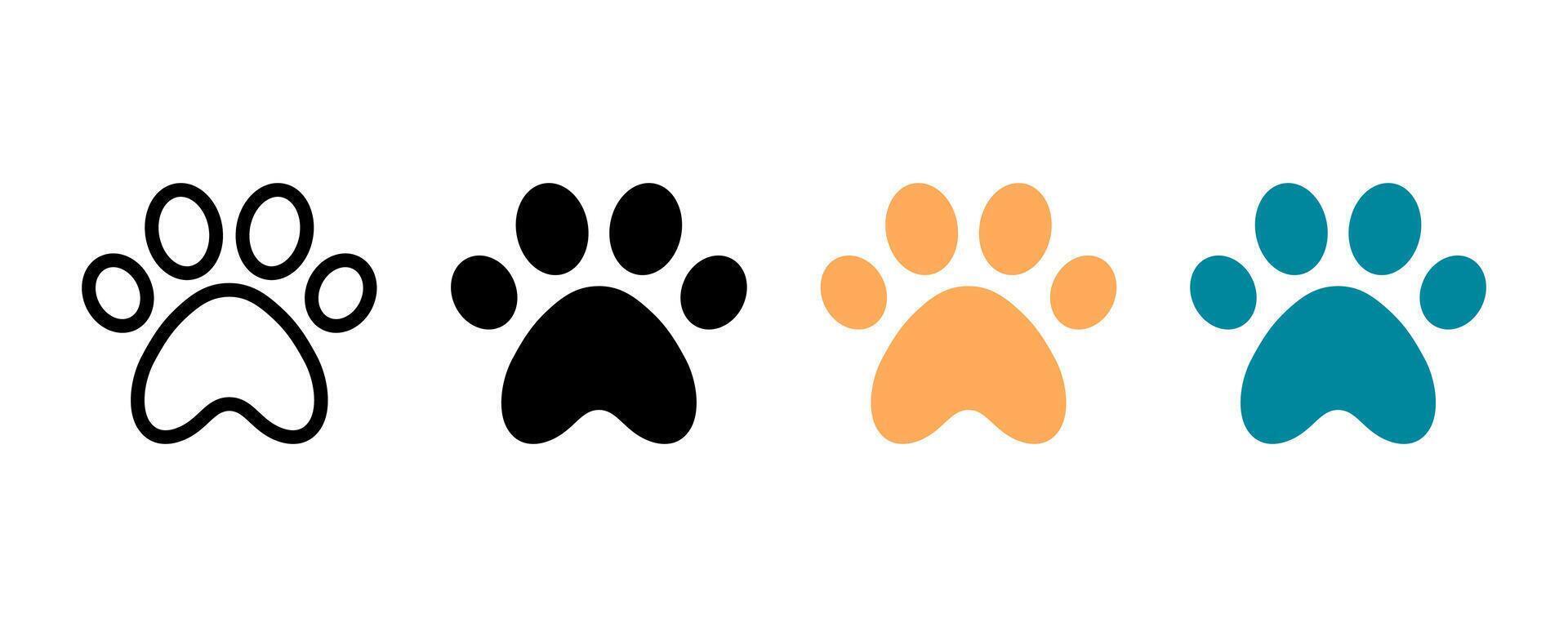 Paw icon set. Paw print icon. Paw print sign symbol flat icon vector