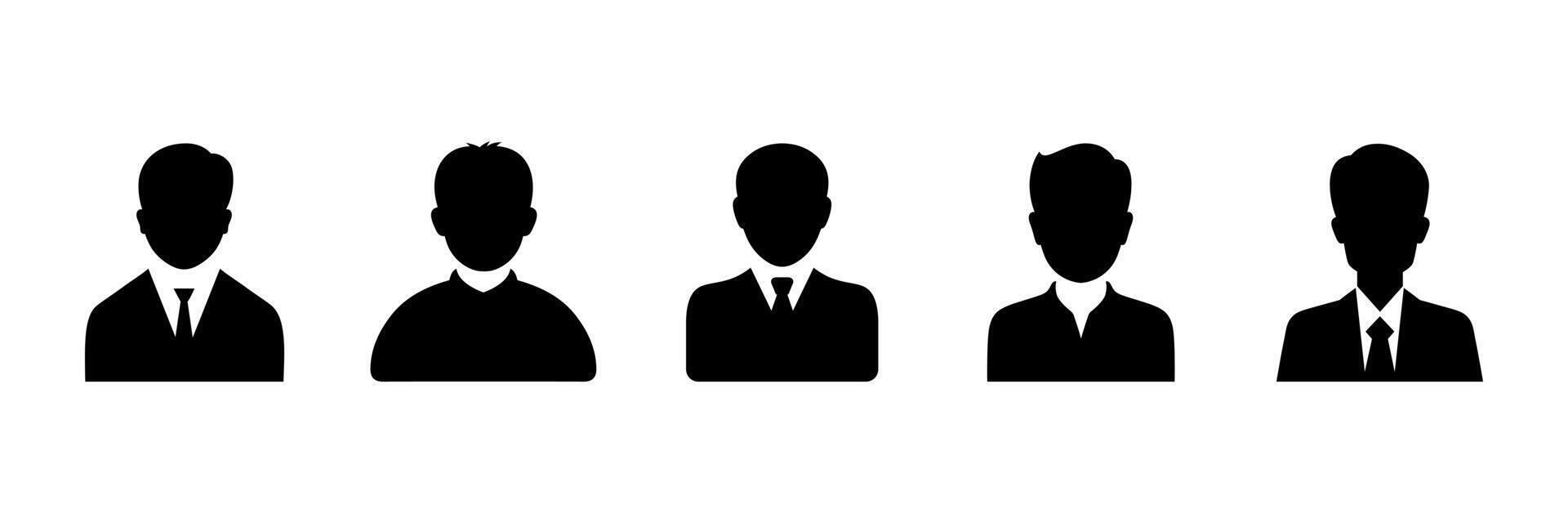 Avatar icon set. User profile icon set. Social network avatar. Silhouette head, avatar face, person icon. Default anonymous user portrait vector