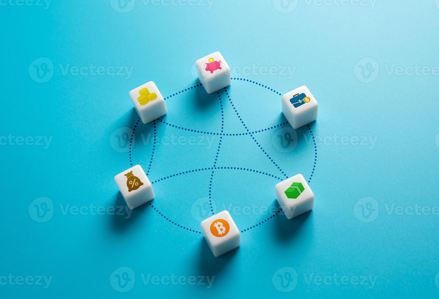 Diversification of financial asset portfolio. Spreading investments across various asset types photo