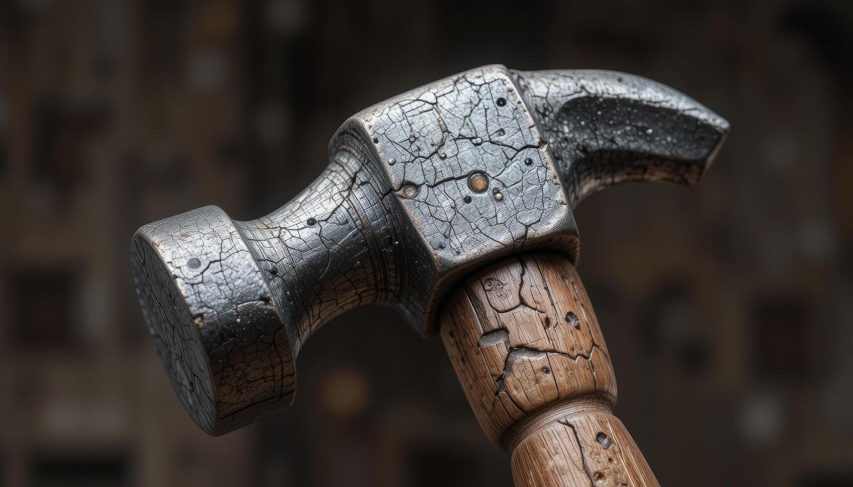 a hammer with a wooden handle sitting on a wooden table photo