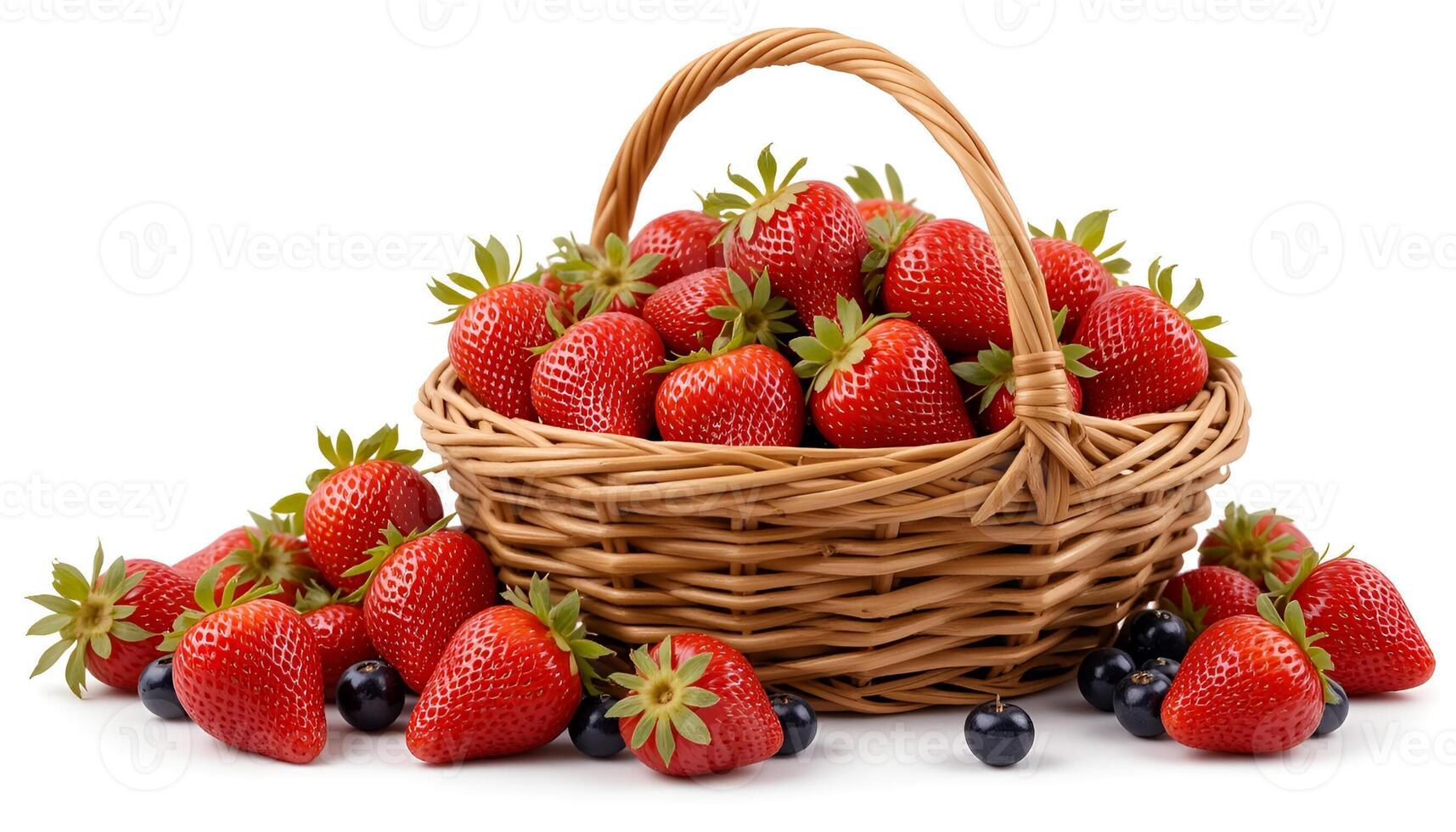 strawberries and blueberries in a basket photo