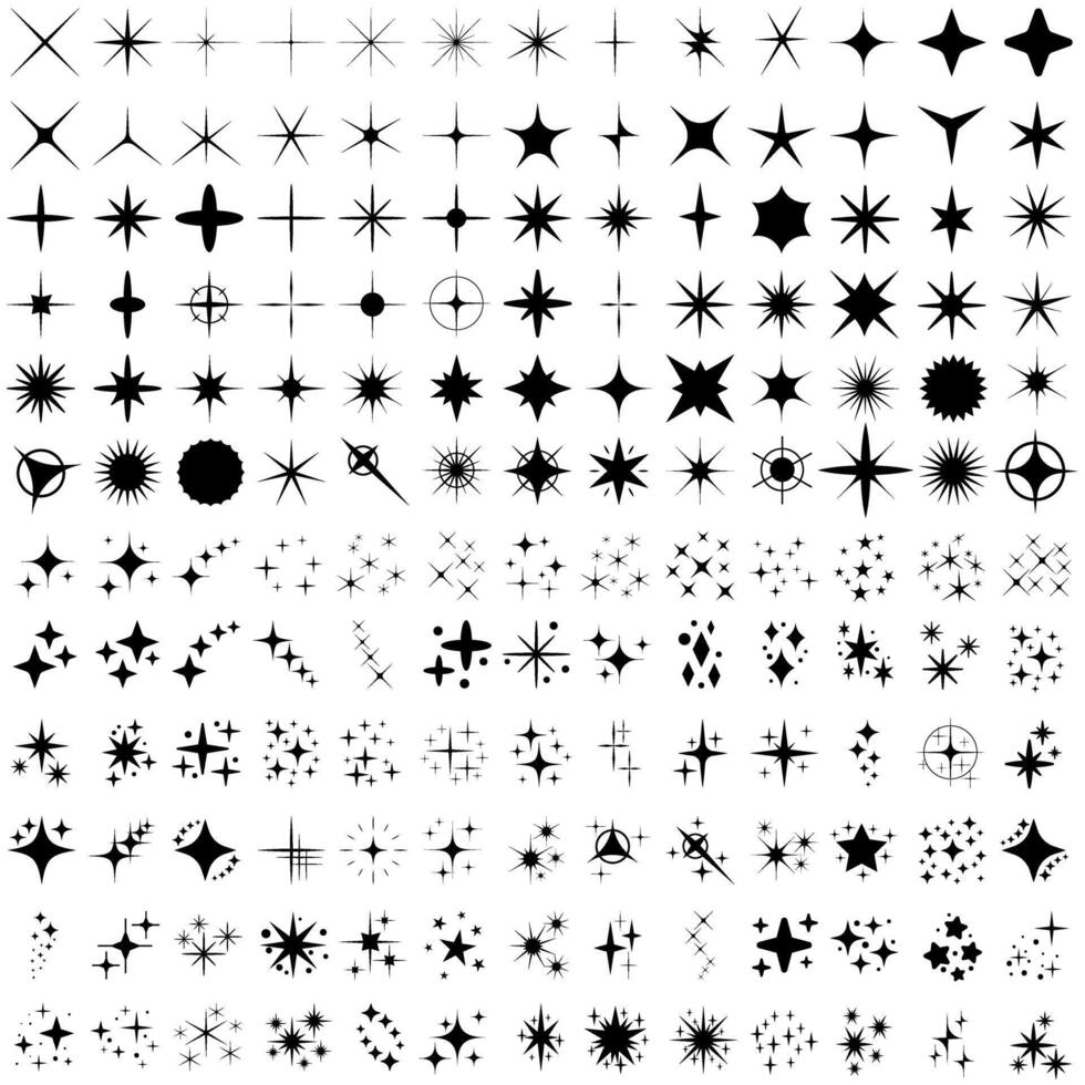 Sparkle icon set. Shine symbol illustration. star sign collection. vector