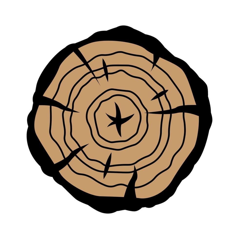 Wooden stump. illustration isolated on white background. Tree stump. vector