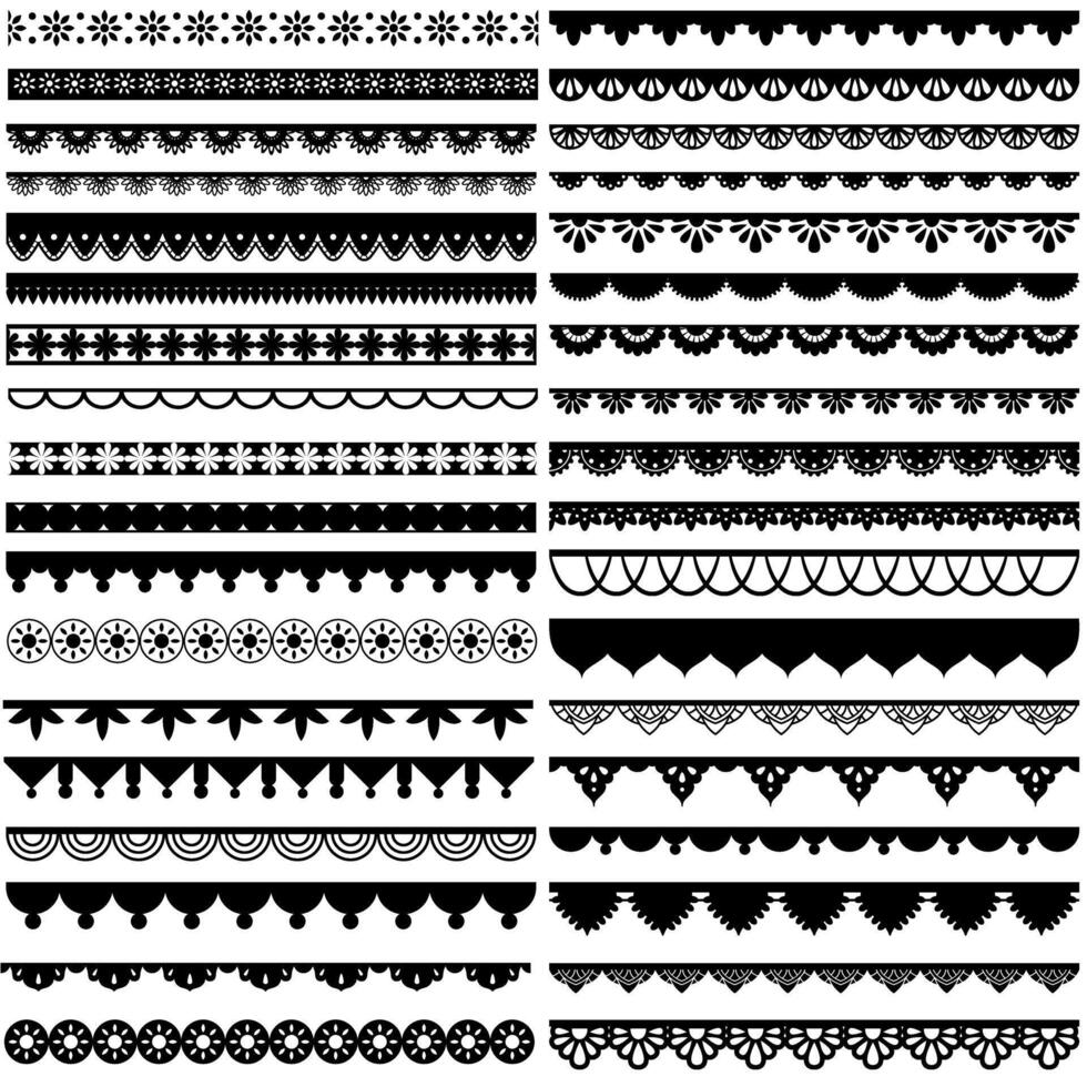 Set of black and white decorative borders. Collection of borders. illustration. vector