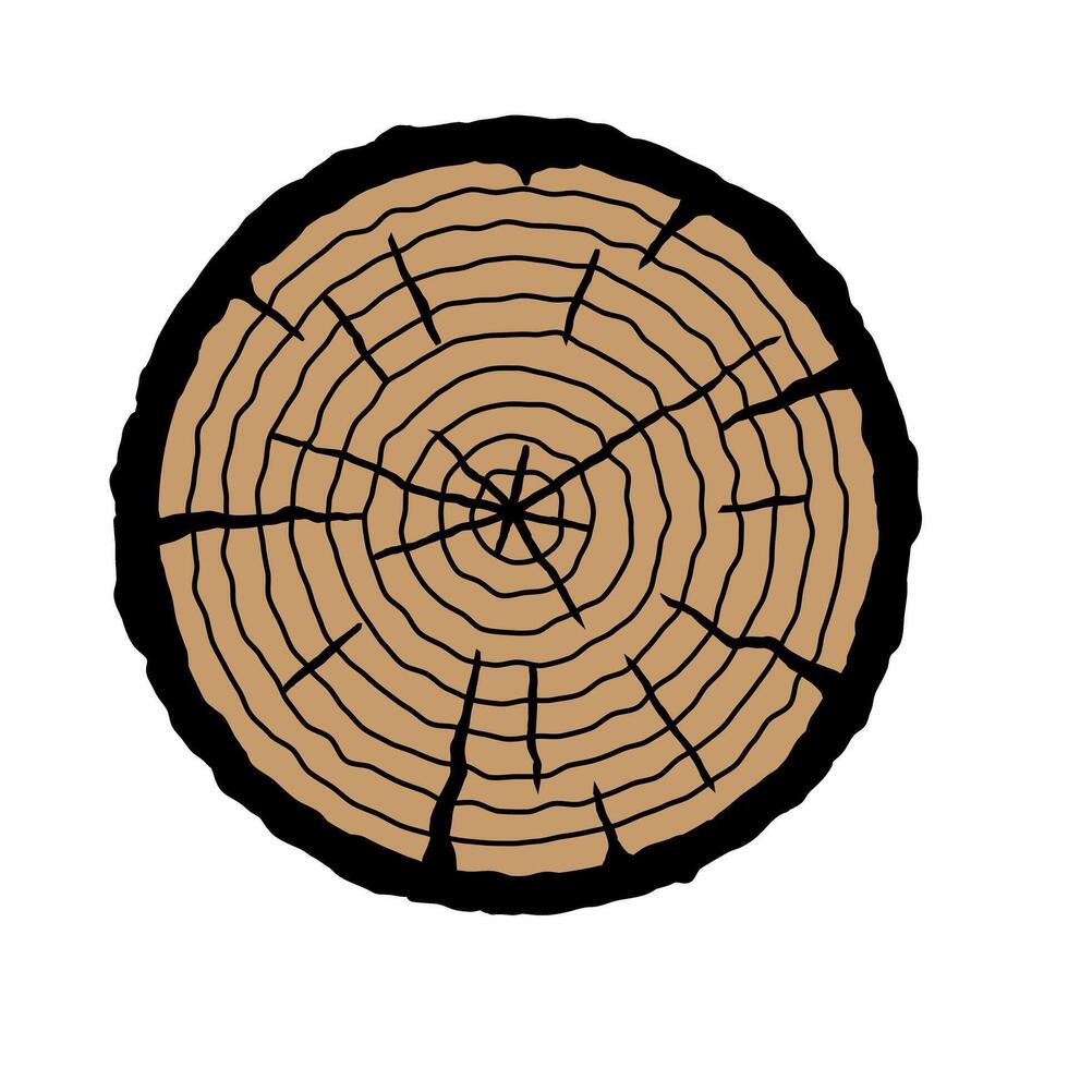Wooden log icon. illustration of a tree stump isolated on white background. vector