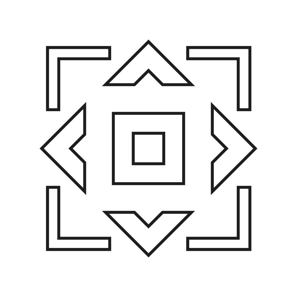 Geometric pattern in the form of a square frame. Black and white illustration. vector