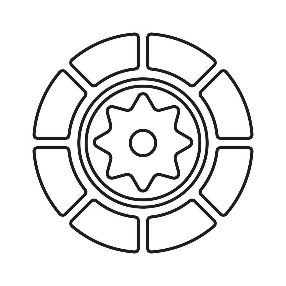 Gear machinery piece icon. Outline illustration of gear machinery piece icon for web design isolated on white background vector