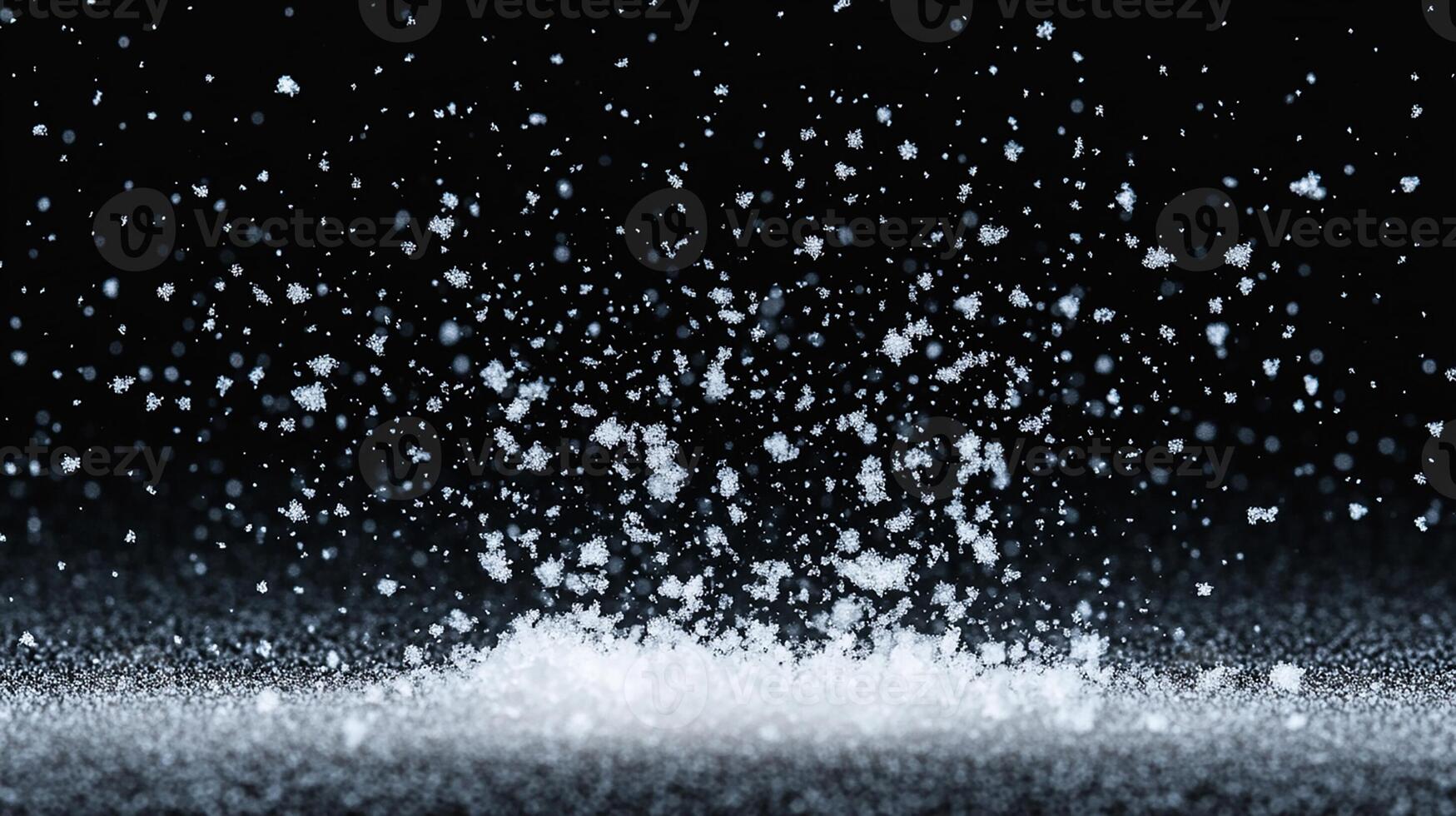 Snowflakes Falling Over a Dark Background with Soft Glow photo