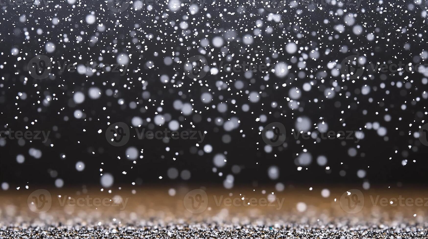 Snowflakes Falling on Black Background, Winter Snowfall Effect photo
