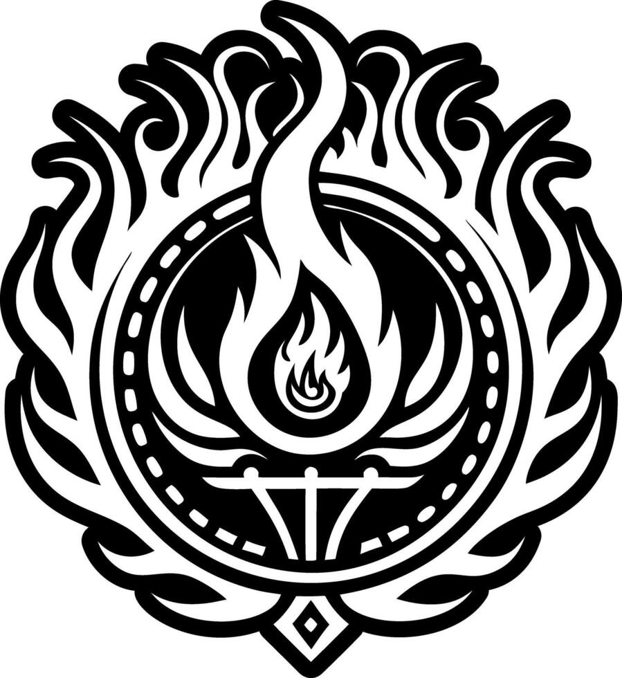 A solid style icon depicting flame tattoo vector