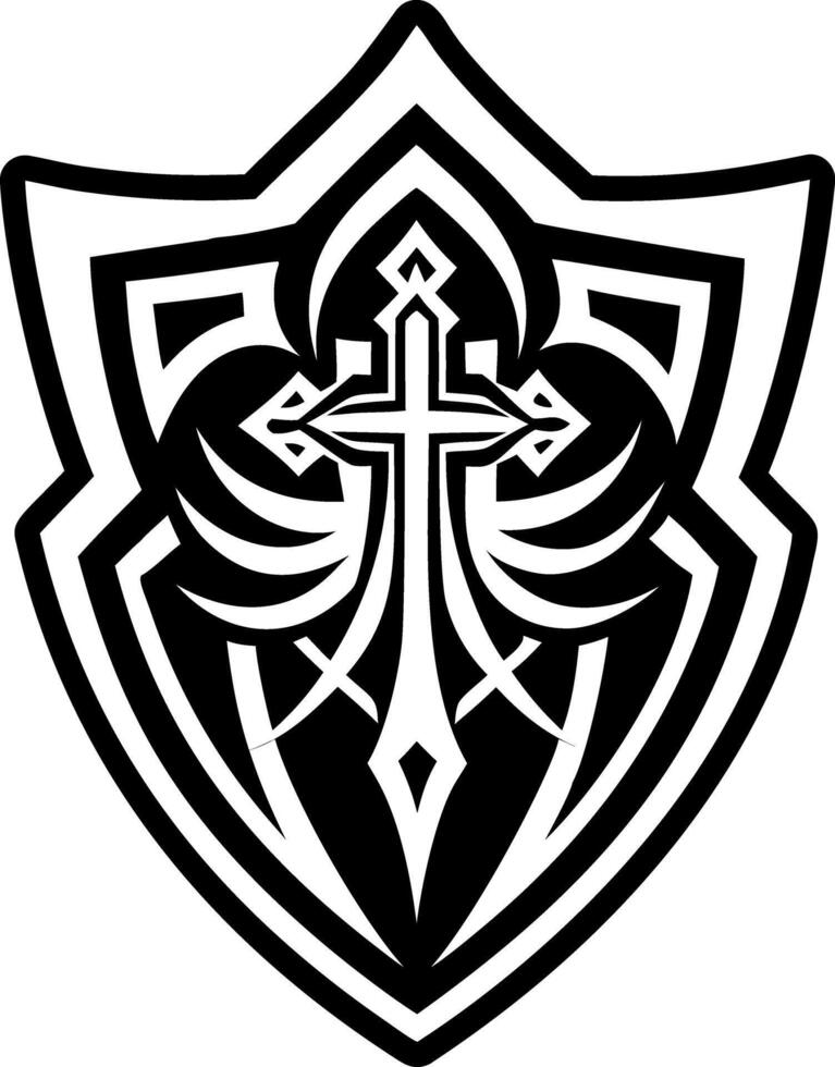 A shield with a cross on it vector