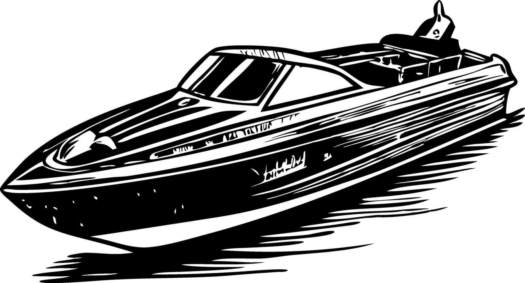 A vintage style illustration depicting motor boat vector