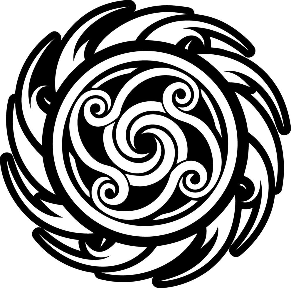 A glyph style icon of swirling tattoo vector