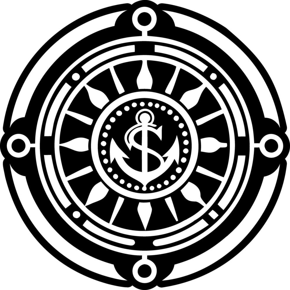 A filled style icon of nautical coin tattoo vector