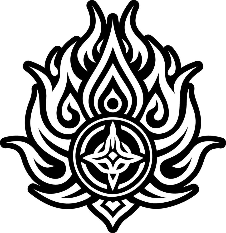 A tribal design with flames and a star vector