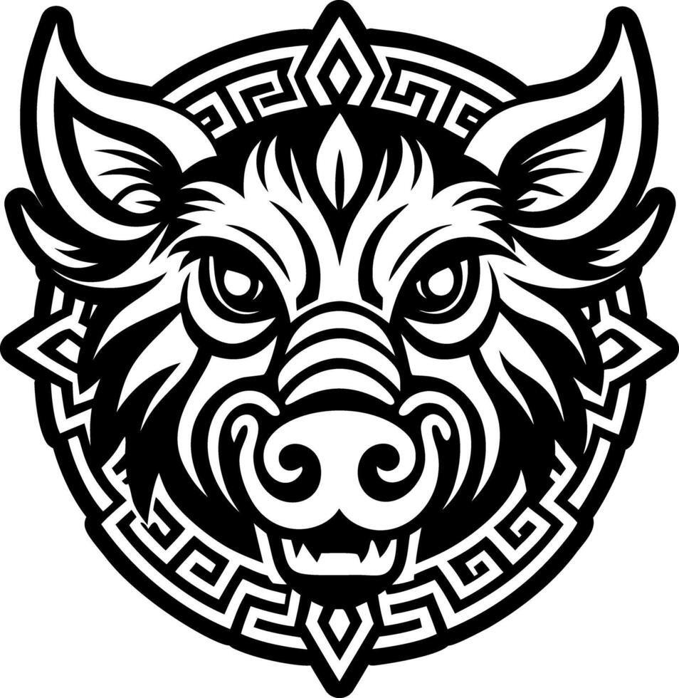 A glyph style icon of boar head tattoo vector
