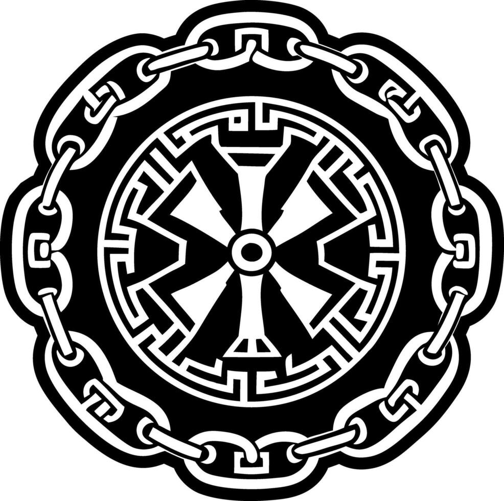 A solid style icon featuring a greek pattern tattoo vector