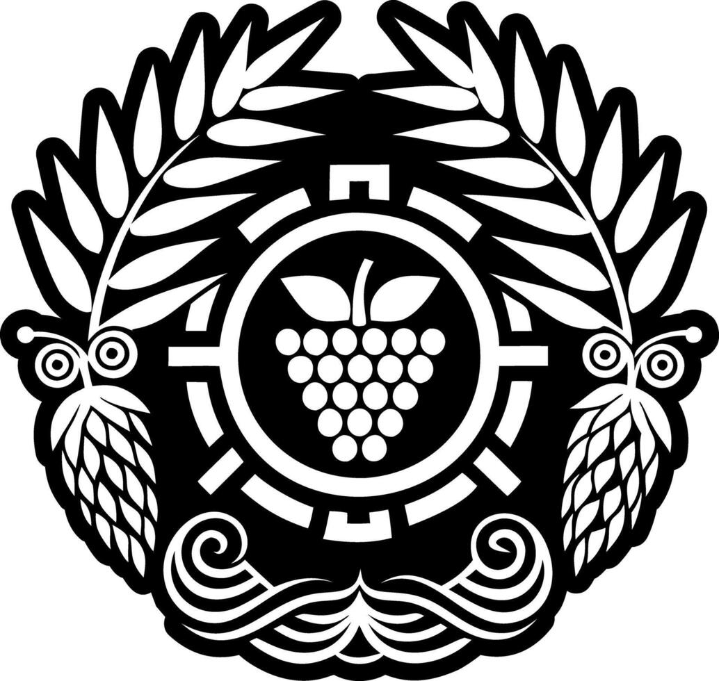 A glyph style icon showing grapevine harvest vector