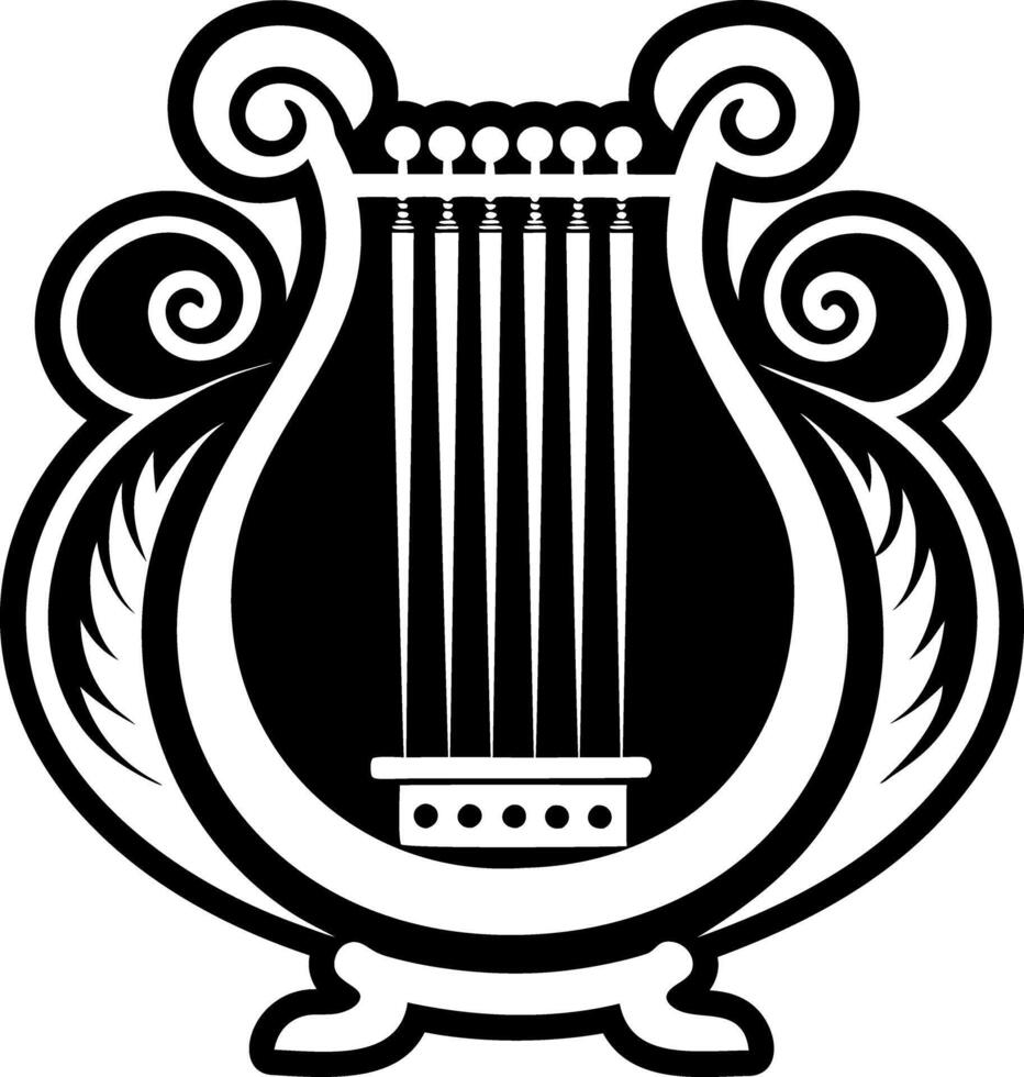 A black and white illustration of a musical instrument vector