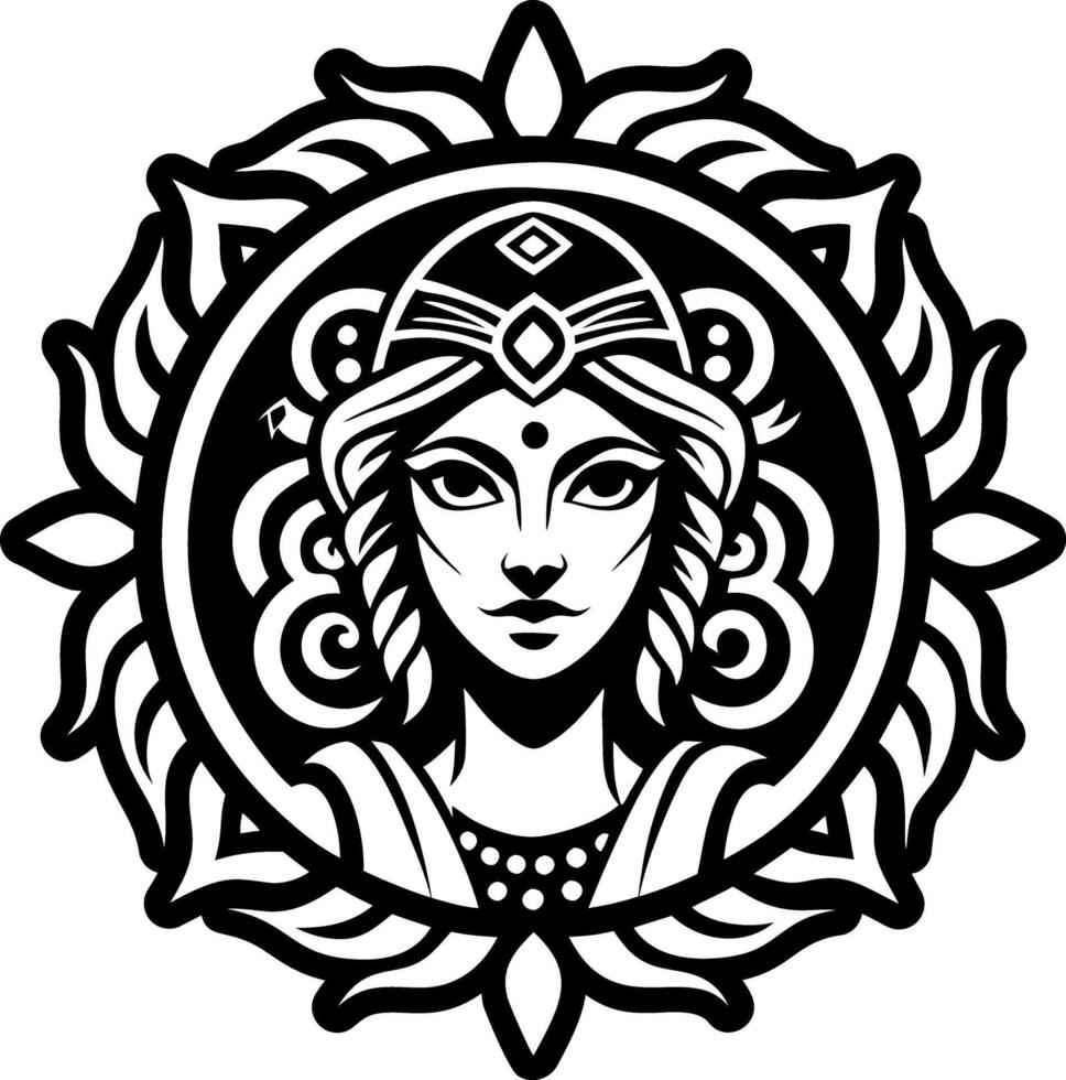 The goddess of the sun in a circular design vector