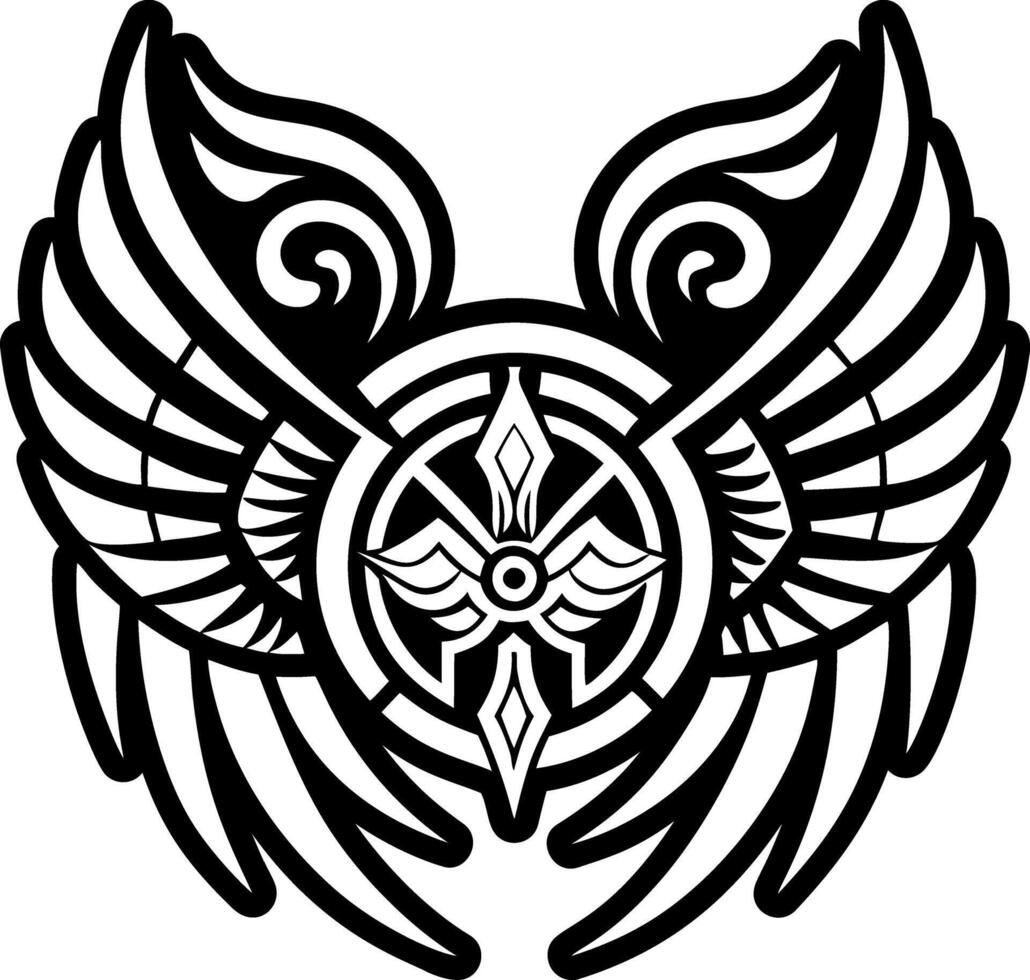 A tattoo design with wings and a cross vector