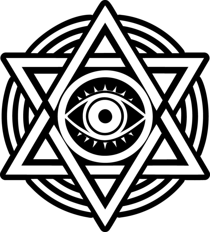 An all seeing eye in a star of david vector