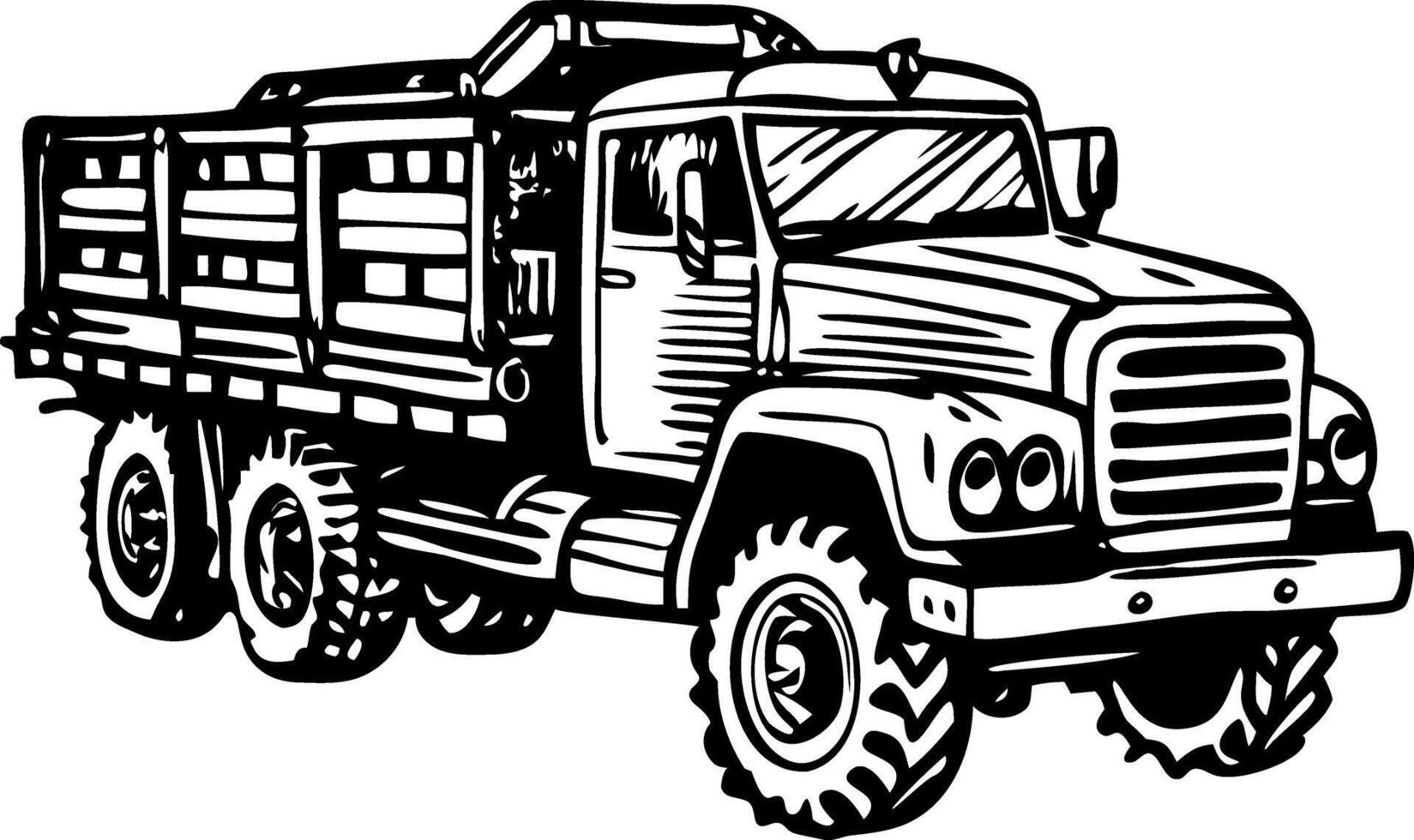 Vintage style illustration showing an army truck vector