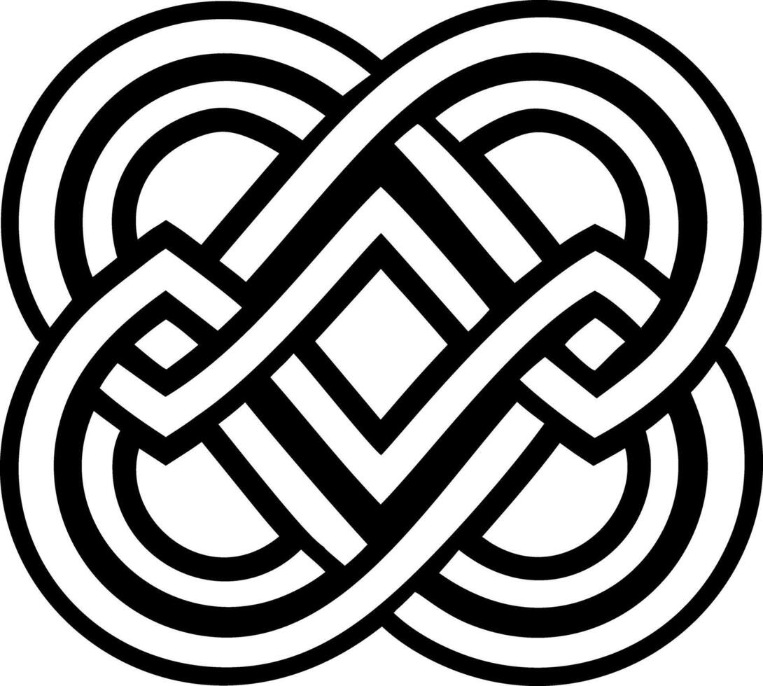 A glyph style icon of interlocked tattoo vector