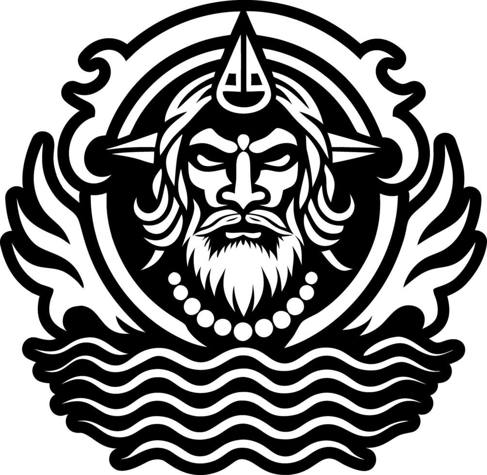 A filled style icon of water god vector