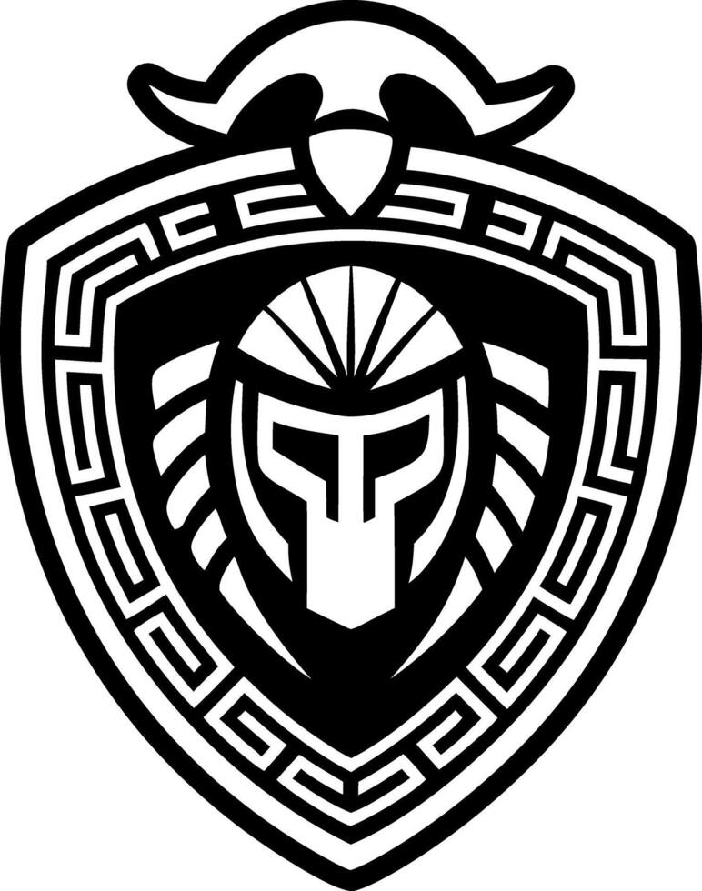 A solid style icon depicting warrior shield vector