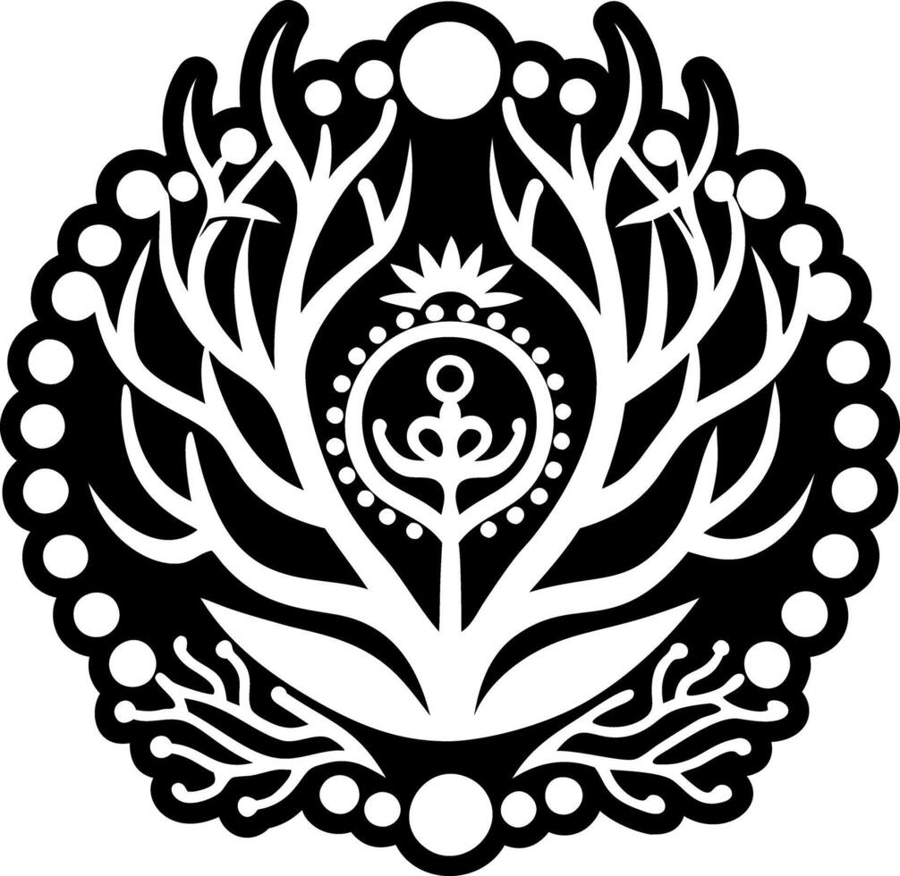 A glyph style icon of marine reef tattoo vector