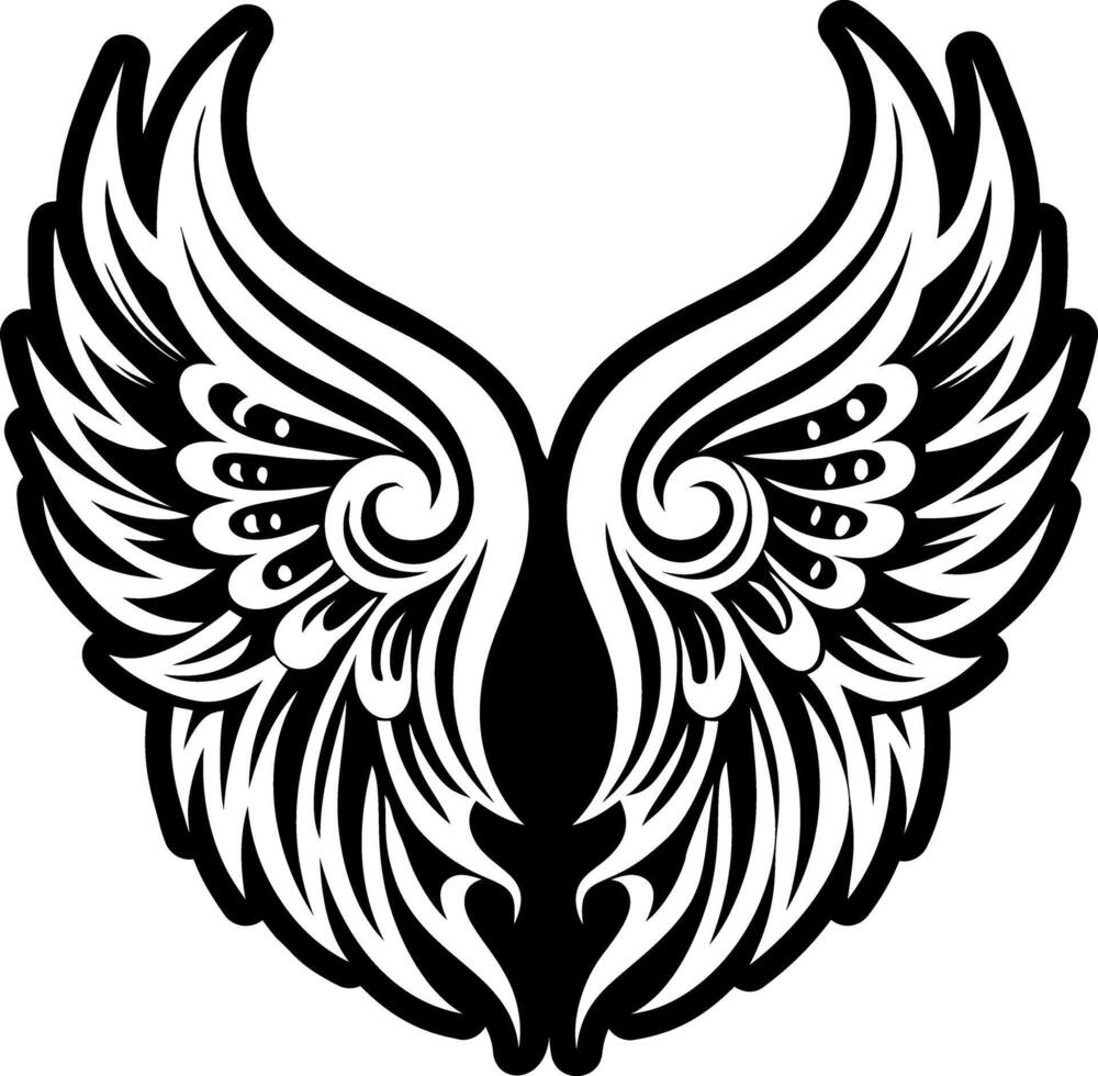 A filled style icon of angel wings tattoo vector
