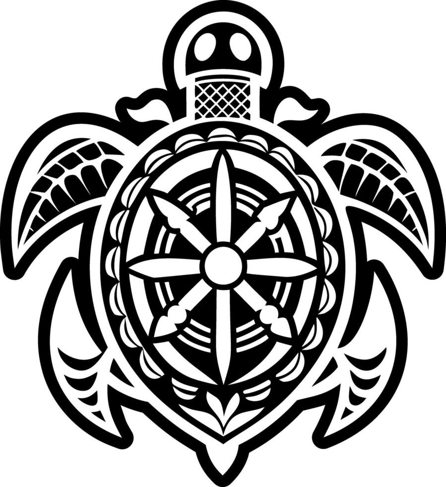 A filled style icon of turtle tattoo vector