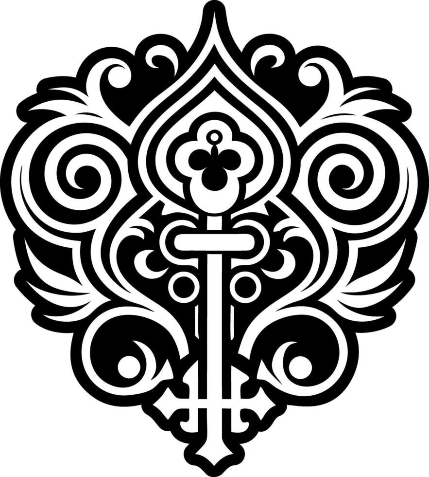 A solid style icon of key tattoo vector