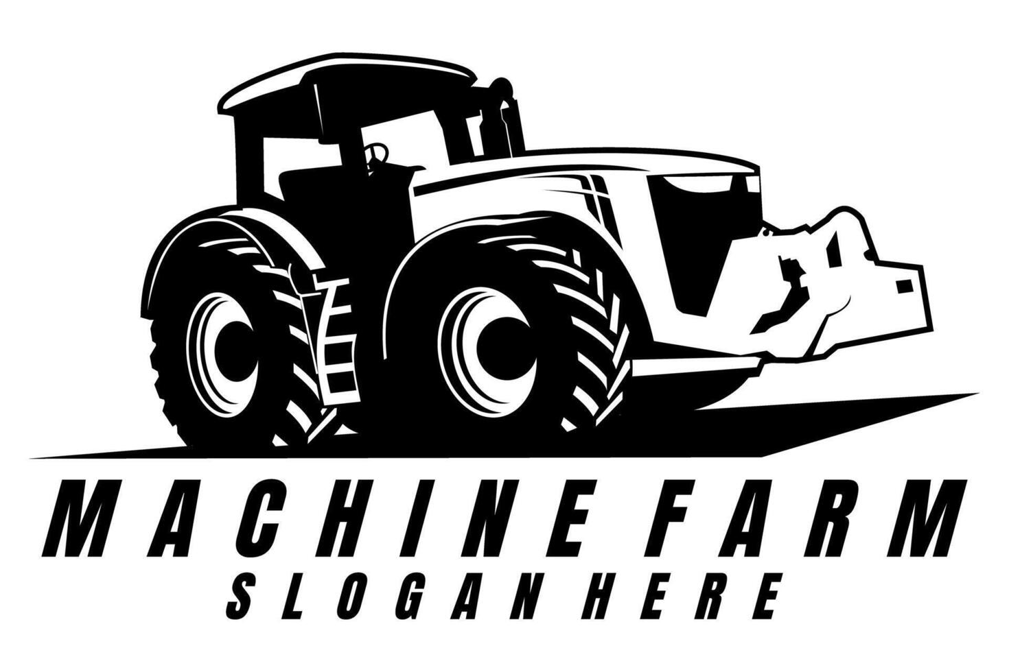 machine farm logo icon side view black and white design art vector