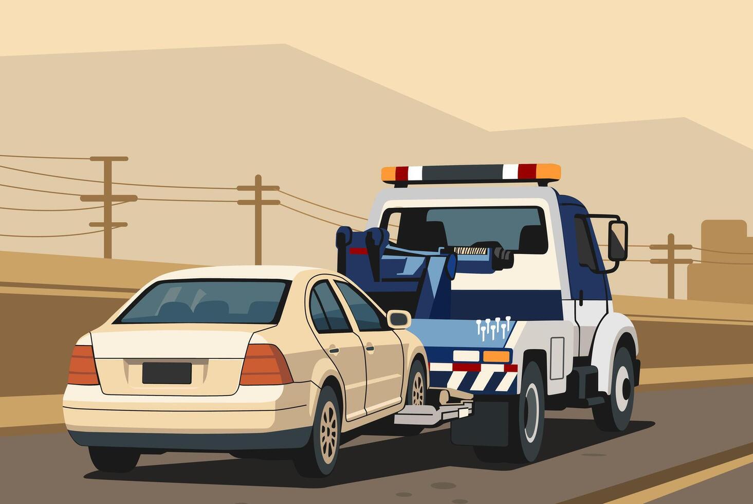towing cars illustration flat pastel color design art vector