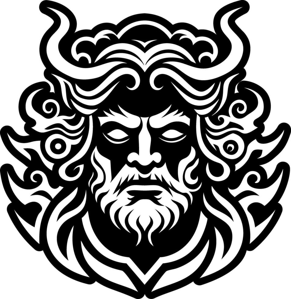 The head of a man with horns and a beard vector