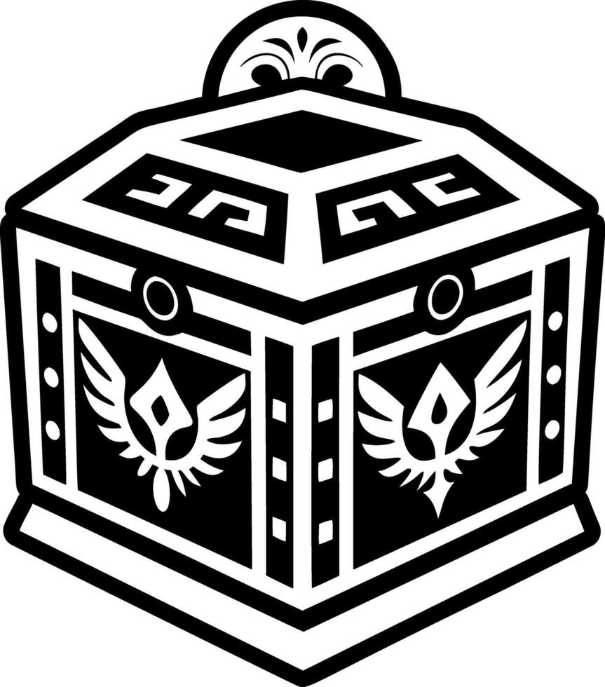 A glyph style icon showing pandora box ancient tattoo vector